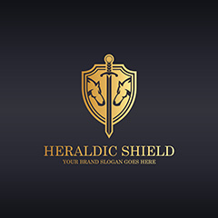 金色盾牌logo矢量素材