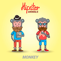 两款人形猴子时髦动物矢量素材