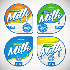 四款纯牛奶标签标贴矢量素材