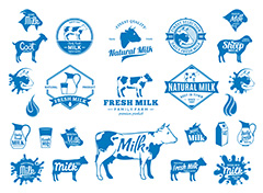 多款蓝色简洁牛奶标签标贴矢量素材
