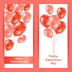两款粉色气球情人节浪漫背景矢量素材