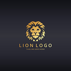 金色圆形狮子头像logo矢量素材