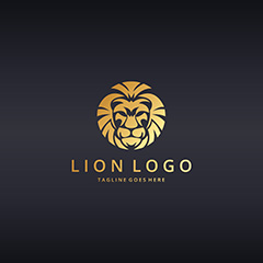 金色创意狮子头像logo矢量素材