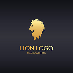 金色侧面狮子头像logo矢量素材