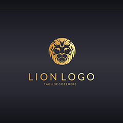 金色质感狮子头像logo矢量素材