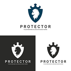 三款狮子盾牌纹章logo矢量素材