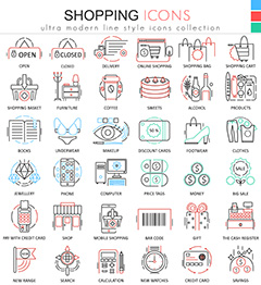 购物消费用品icons矢量素材