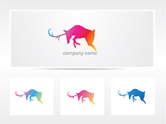 彩色跳跃的羚羊logo矢量素材