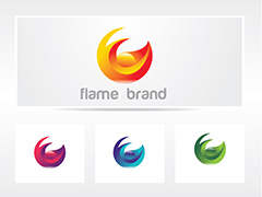 彩色立体渐变火焰logo矢量素材