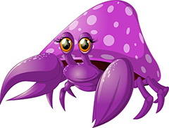 可爱紫色斑点卡通螃蟹矢量素材