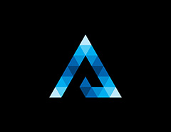 低多边形蓝色渐变三角形logo矢量素材