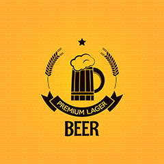 黄色背景上的啤酒标志矢量素材