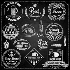 多款创意图形啤酒酒吧标志图案矢量