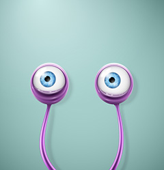 蓝色背景上的紫色蜗牛眼睛矢量素材