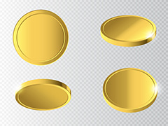 四款不同形态的金币矢量素材