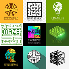 多款创意线条迷宫标志logo矢量素材