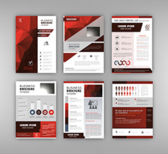 暗红色低多边形几何商业画册内页矢量素材