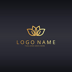 金色抽象花朵logo矢量素材