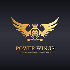 金色皇冠盾牌翅膀logo矢量素材