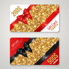 两款金色丝带粒子礼品卡矢量素材