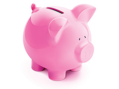 粉红色小猪存钱罐矢量素材