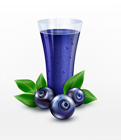 杯子里的蓝莓汁和蓝莓矢量素材