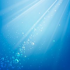 蓝色水底光束气泡背景矢量素材