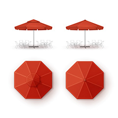 四款红色沙滩遮阳伞矢量素材
