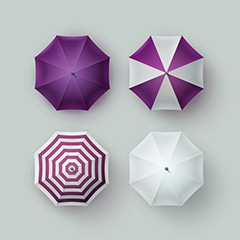 四款不同图形圆形雨伞顶部矢量素材
