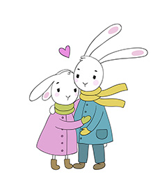 拥抱在一起的兔子手绘卡通矢量素材