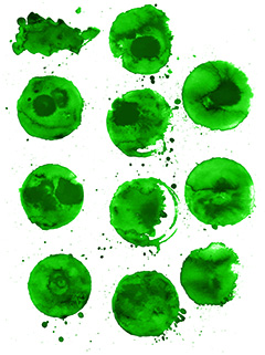 多款绿色圆形喷溅晕染水墨笔刷矢量素材