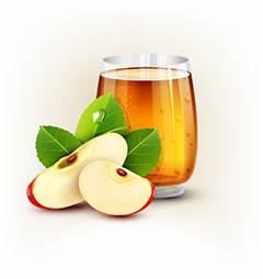 透明杯子里的苹果汁和切开的苹果矢量素材