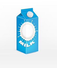 蓝色盒装牛奶矢量素材
