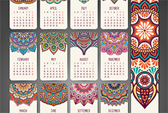 绚丽古典花纹2016日历设计矢量素材