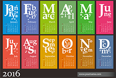 时尚个性字母日历设计矢量素材