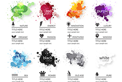 8种墨迹颜色含义信息图矢量素材
