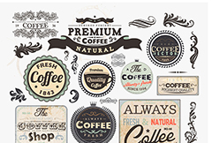 咖啡店复古logo设计矢量素材