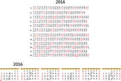 2016年日历日期矢量素材