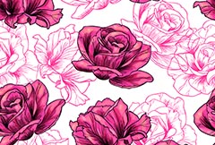 时尚玫瑰花手绘背景矢量素材