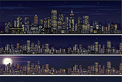 繁华的都市夜景设计矢量素材