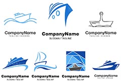 时尚船舶商标设计矢量素材
