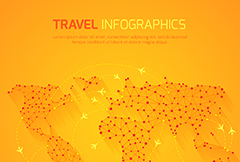 橙色世界旅行地图矢量素材