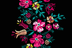 彩色刺绣花卉矢量素材