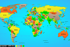 彩色世界地图设计矢量素材