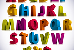26个3D立体字母设计矢量素材