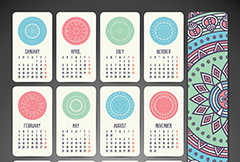 古典花纹2016年日历设计矢量素材