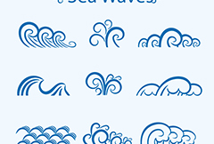 时尚蓝色海浪花纹设计矢量素材