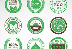 绿色天然产品标签设计矢量素材