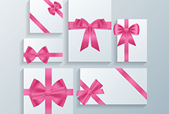 6款粉色蝴蝶结装饰卡片矢量素材