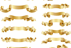 金色质感条幅装饰矢量素材